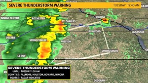 A Severe Thunderstorm Warning has been issued for Fillmore, Winona, Houston, Howard County and is in effect until 5/31 1:30AM. Stay tuned to Kare 11 on air and online for the latest information. #kare11weather | Laura Betker