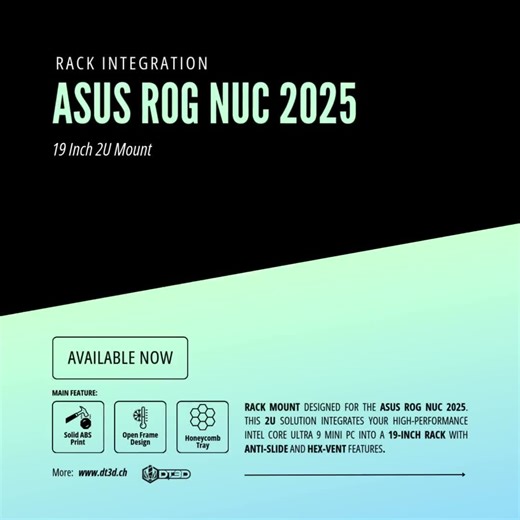 Asus ROG NUC 2025 19-inch 2U Rack Mount Bracket - Rack Mini Pc Homelab Enclosure, Anti-slide, Hex Vent Tray, Edge Computing, Cluster, NAS - Etsy Canada