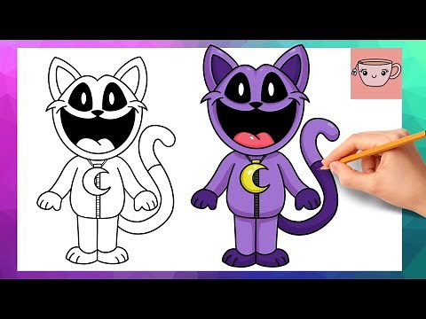 How To Draw Catnap from Poppy Playtime | Smiling Critters | Cute Easy Drawing Tutorial