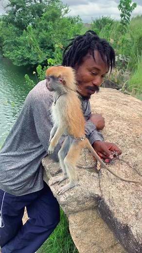 Friendship Between Humans and Monkeys in Nature
