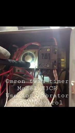 Omron twin timer on delay/off delay use for vibrator motor control.