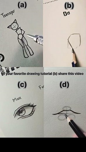 How to draw ✏️ Four Different Tricks ✨#drawing #art #tutorial #fyp #fypシ