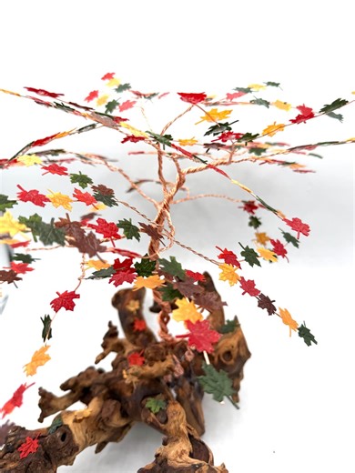 Handcrafted Fall Copper Bonsai Maple Leaf Tree Set on Large Driftwood - Etsy