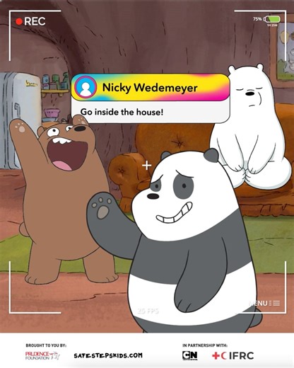 Phew, that was a close call! Thanks for helping the bears find safety indoors. 🙌 ​ Remember to always seek shelter during typhoons! 🏠​ Find out more: https://www.safestepskids.com/disasters ​ #SAFESTEPSKids Prudence Foundation International Federation of Red Cross and Red Crescent Societies | Cartoon Network