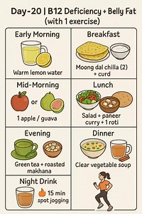Day-20 Vitamin B12 Deficiency Belly fat Diet Plan 1 exercise Weight Loss | Diet Plan | Meal Plan | The Balanced Plate