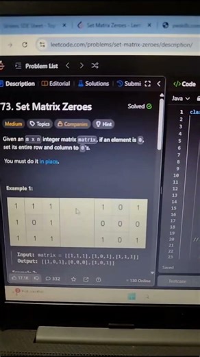 striver SDE sheet✨|set matrix zeroes 💞|leetcode-73🎉|#viral #tranding #coding #leetcode #striver