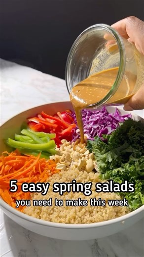 9.1K views · 39 reactions | 5 easy & delicious salads perfect for Spring!! 綾 I make these WEEKLY they’re so good and perfect for lunch or dinner! Bookmark/save this post and follow @jessicainthekitchen for more recipes 殺 Comment “RECIPE” to get this yummy recipe! ♥️♥️♥️ | Jessica in the Kitchen | Facebook
