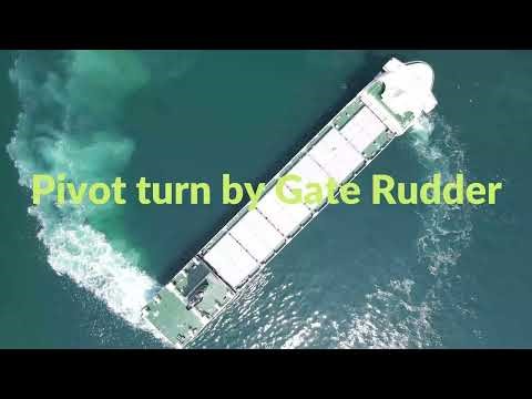 ｹﾞｰﾄﾗﾀﾞｰコンテナ船「のがみ」の完璧なクラビング Crabbing function of Gate Rudder
