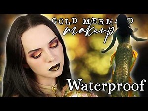 ✨ Golden Mermaid Makeup Tutorial ✨ WATERPROOF Glam Goth Makeup
