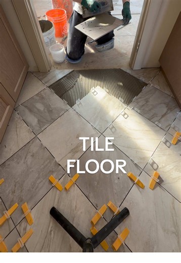 How to install tile floor in the bathroom #construction #fyp #work #flooring #asmr