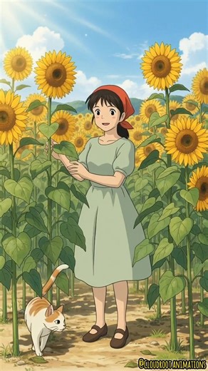 Planting Sunflowers | Cozy Countryside Life Ghibli style ASMR