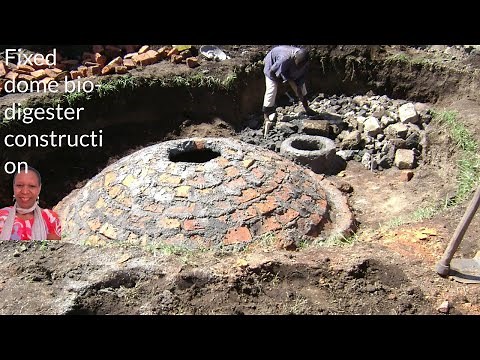 Fixed dome biogas digester construction