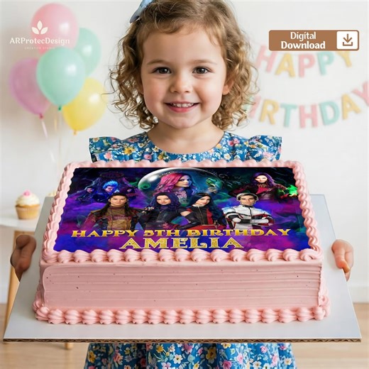 Personalized Descendants Cake Topper Printable, Disney Theme Birthday Party Decor Digital File - Etsy UK