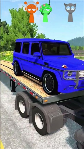 Double Flatbed Trailer Truck vs speedbumps |Busses vs speedbumps | Beamng Drive #60