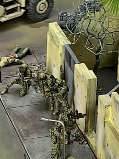 A tense hostage rescue scene recreated in 1:35 scale. US Special Forces carefully move through a damaged building while securing the hostage. Every figure and detail is hand-painted to bring this miniature story to life. #probuiltmodels #diorama #scalemodel #135scale #miniatures #modelmaking #miniatureart #modelbuilder #militaryminiatures #collectibles