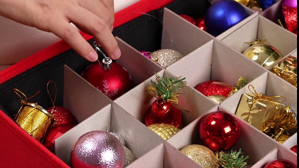 hatisan Large Christmas Ornament storage with Side Open, Drawer Style Trays Ornament Storage Box - 3" Compartment, Keeps 72 Holiday Ornament Storage(Red)