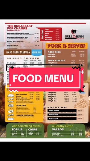 Delicious Food & Drinks Menu at Bull and Bush Express