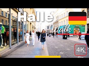 Halle Saale Germany Walking Tour 4K City Center Street Walk