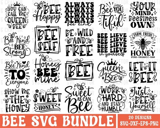 Bee SVG Design Bundle, Funny Bee Clipart (digital Download) - Etsy