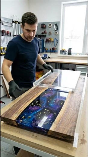 Stunning Modern American Galaxy Epoxy River Kitchen Countertop Transformation! 🌌✨ #EpoxyResin