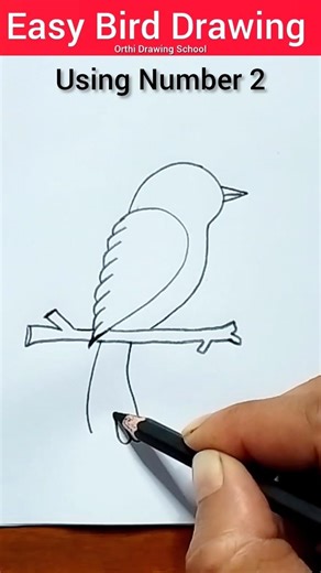 Simple And Easy Bird Drawing With Numbers #shorts #birddrawing #easydrawing #drawingbirds