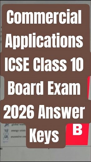 Commercial Applications ICSE Class 10 Board Exam 2026 Answer Keys #icse #boardexam2026