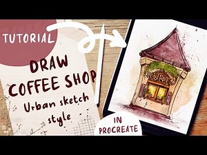 Draw in Urban sketch style with digital ink and watercolor brushes in Procreate