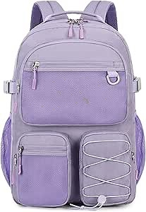 Lohol Water Resistant Backpack with Mulitiple Pockets for Travel Outdoor College, 15.6 inch Laptop Bookbag for Girl and Women (Purple)