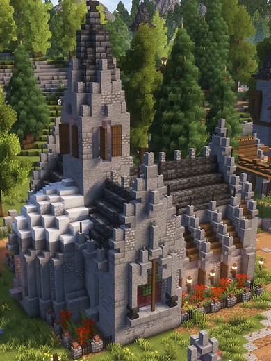 Construcción de una iglesia medieval en Minecraft