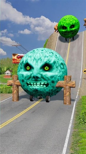 Colorful Moon Cars & Capsule City Bus vs Log Trap Crush - BeamNG.drive #beamngdrive