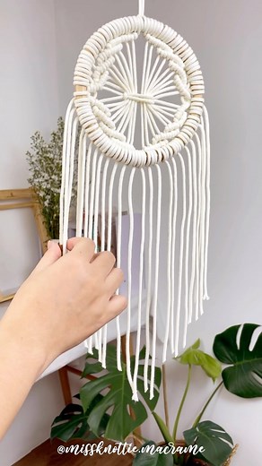 158K views · 4.3K reactions | My lastest creation - Mini dreamcatcher with gold tubes☀️ What do you think guys?!!! Also drop a yes in the comment if you want a full tutorial☺️ Happy Tuesday!!!!!! #macramedecor #macramedreamcatcher #dreamcatcher #fiberart #fiberarts #macramecreations #diymacrame #howtomacrame | Miss Knottie Macrame | Facebook
