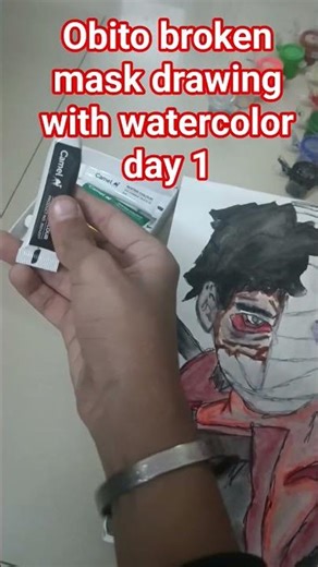 obito broken mask drawing with watercolor day 1