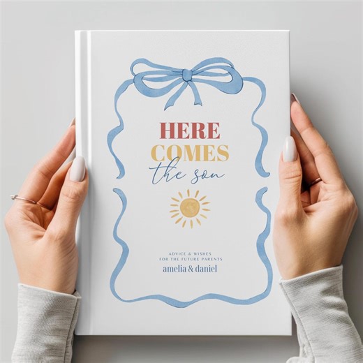 Here Comes the Son Baby Shower Guest Book, Sunshine Baby Shower Sign-in, Boy Boho Sonshine Shower Decor, Custom Advice & Wishes New Parents - Etsy