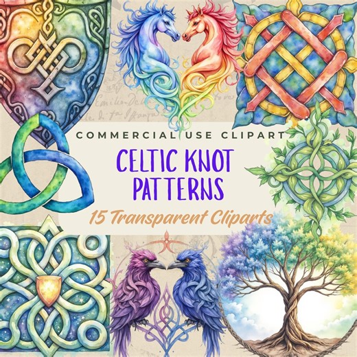 Mystical Celtic Knot Inspired Patterns Transparent Clipart, Printable Illustration Graphics, Sublimation Craft, Junk Journal Decal, Horse - Etsy