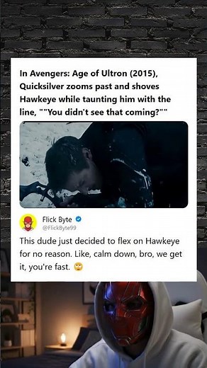 Quicksilvers Iconic Flex on Hawkeye in Avengers Age of Ultron 2015