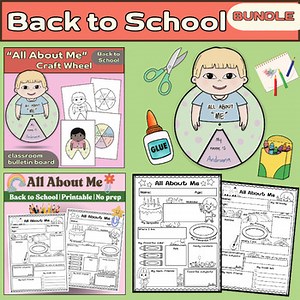 All About Me Activity Pack – Spinner Craft&Writing Worksheet for Back to School