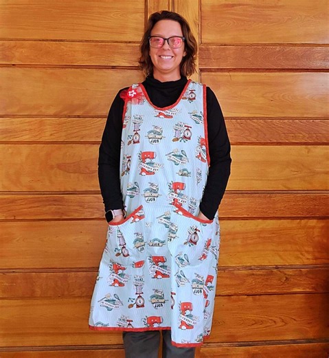 Handmade Retro Kitchen Apron, Red Mixer Print, Aqua Cotton Pinafore - Etsy
