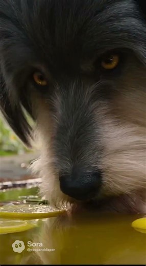 Evil doggo in a garden with poop and pee