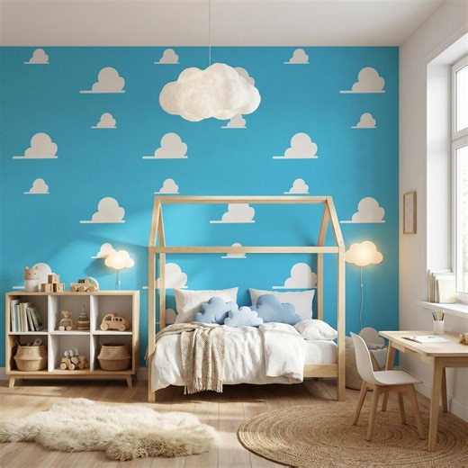 Toy Story Clouds Wallpaper, Toy Story Wallpaper, Toy Story Nursery Peel and Stick Wallpaper, Toy Story Bedroom - Etsy