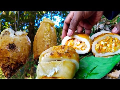 Stuffed Squid Tubes Recipe With Jungle Cooking | Jungle Eats