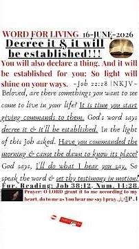 YOU HAVE NO REASON TO WORRY, JUST DECREE IT & IT'LL BE ESTABLISHED! GOD IS SET TO GIVE YOU ANSWERS!🔥