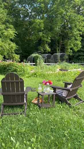 Bethany | Bed, Beth & Beyond on Instagram: "I could sit here allll day 🤎 @luebona Use coupon code: 15bethany for 15% off! link in my bio (Miranda Foldable Adirondack Chair with Cup Holder) Website: https://www.shopluebona.com/collections/basic-adirondack-style/products/folding-adirondack-chair-1?variant=45149199761585"