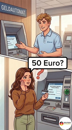 Geld abheben in der Bank | Deutsch lernen mit kurzem Dialog #deutschlernen