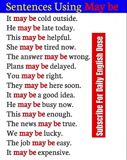 Useful Sentences Using May Be #dailyenglish #learnenglish #english #spokenenglish