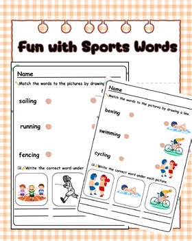 Sports Vocabulary Worksheet | Match and Write | English Printable for Kids
