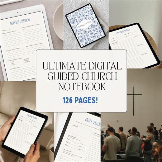 Christian Church Notes Digital Notebook | Guided Sermon & Prayer Journal (PDF) - Etsy