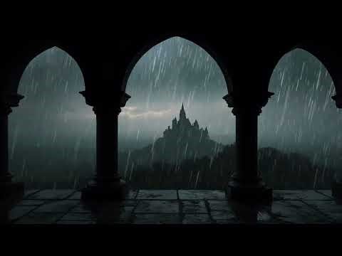Rainy Medieval Castle Window View 🌧️ Relaxing Nature Sounds for Anxiety Relief