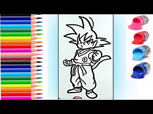 Dibuja y Colorea A Goku De Colores 🐲 ㊙✏️🎨🌈 Dibujos para niños
