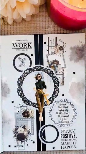 🖤 Black & White Scrapbook Spread | Elegant Minimal Vintage Collage ✨ | Scrapbooking ASMR