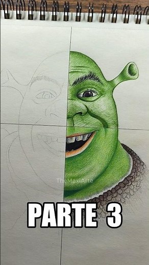Shrek drawing using 4 different techniques Part 3! #drawing #shrek #draw #art